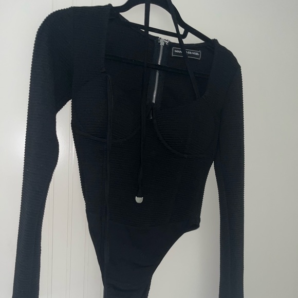 Maniere de voir black ribbed long sleeve bodysuit - Picture 2 of 2